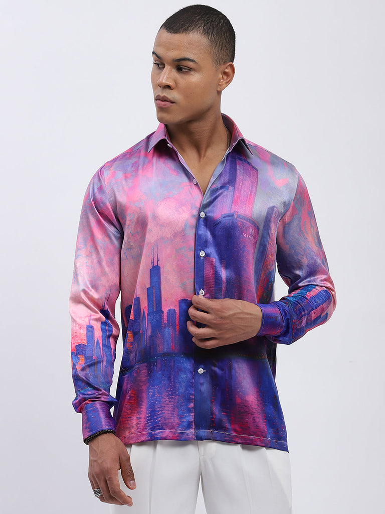 Pink Cityscape Full Sleeve Shirt