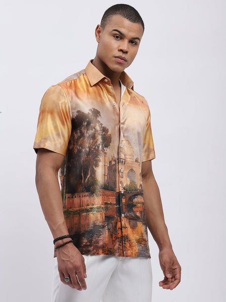 Golden Taj Mahal Print Shirt