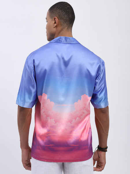 Pastel Cloudscape Men's Printed Resort Shirt