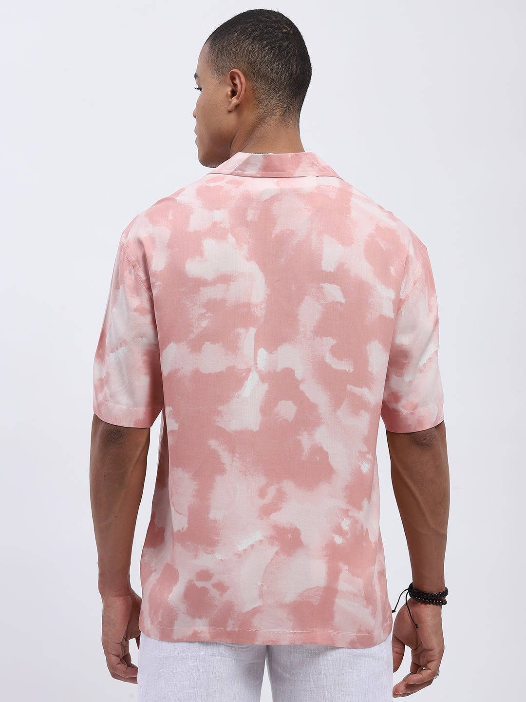 Peach Tie-Dye Men's Resort Shirt
