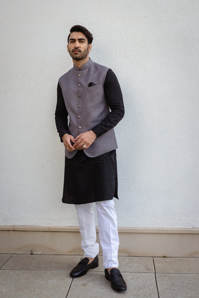 Silver Brocade Nehru Jacket Design by Ankit V Kapoor at Pernia's Pop Up  Shop 2023
