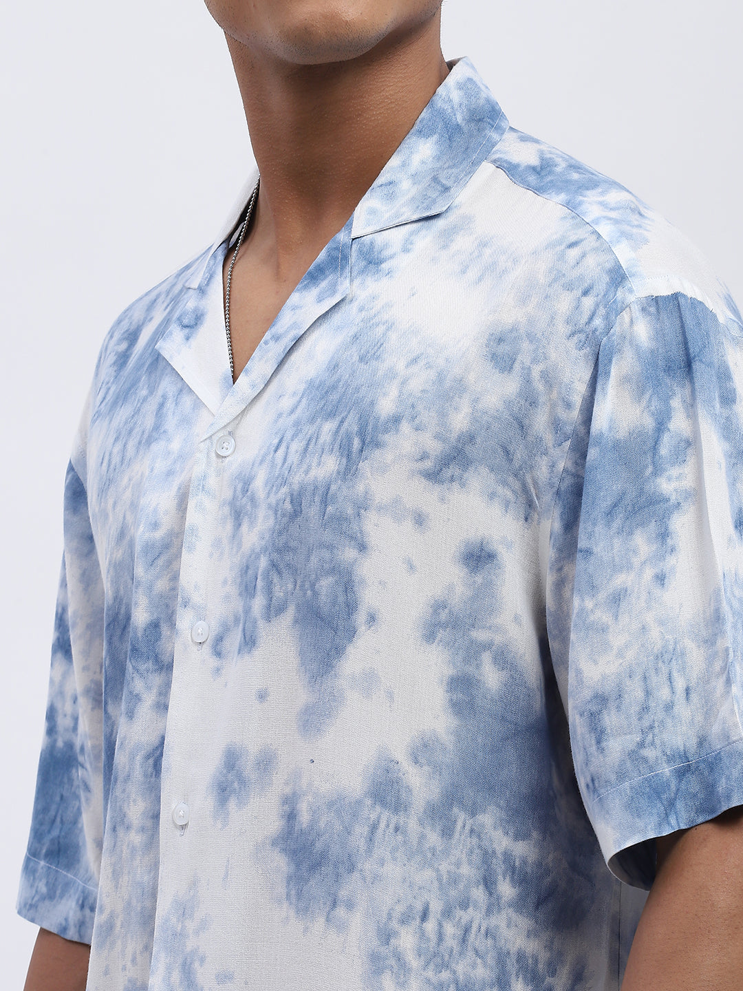 Blue White Tie-Dye Men's  Shirt