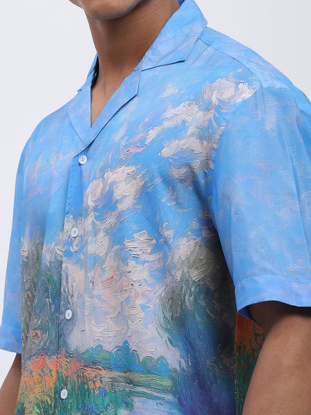 Impressionist Boat Men's Printed Resort Shirt