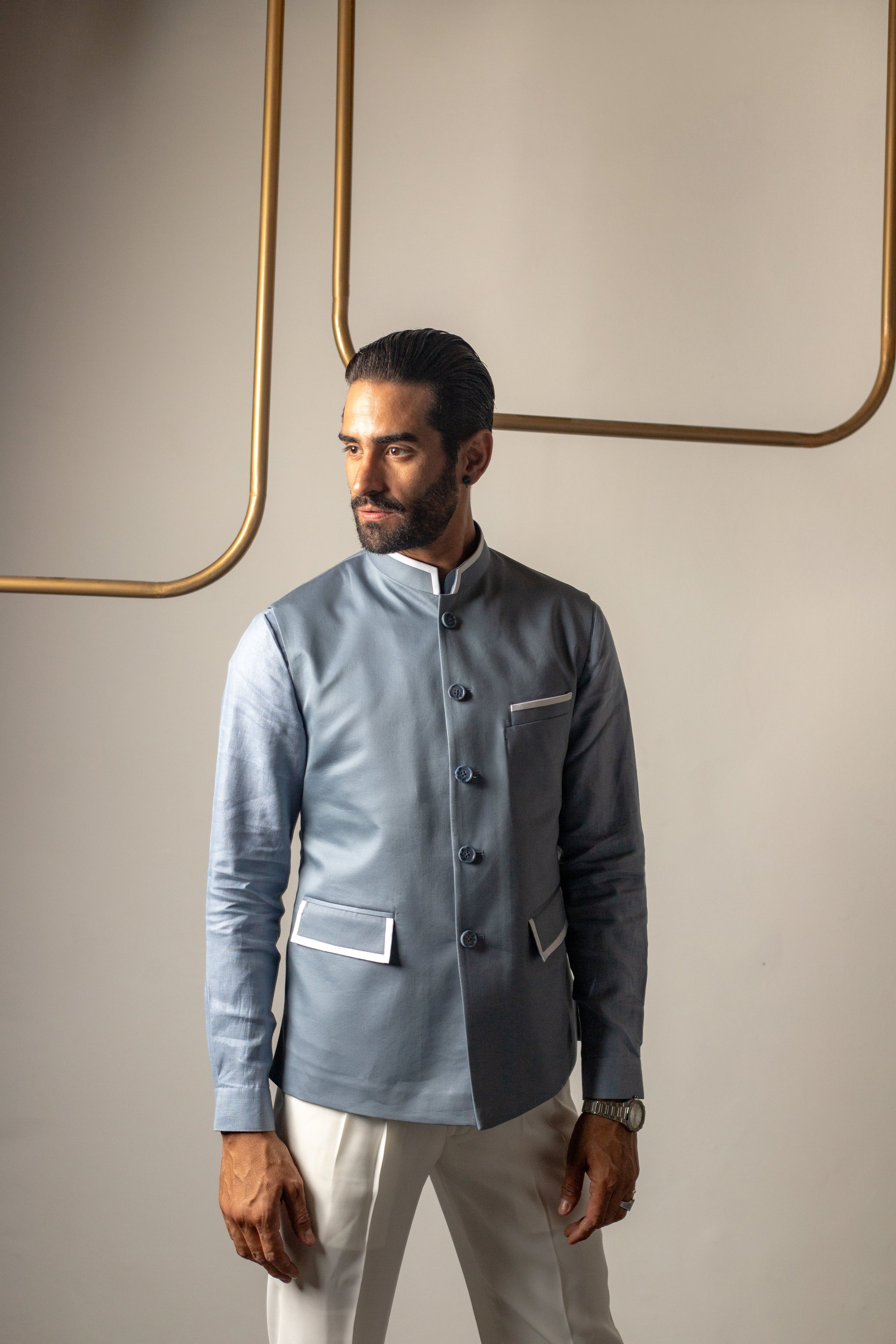 DOVE GREY CLASSIC NEHRU JACKET