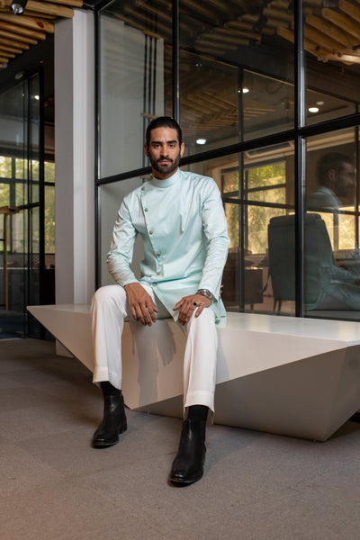 ASYMMETRIC MINT GREEN KURTA