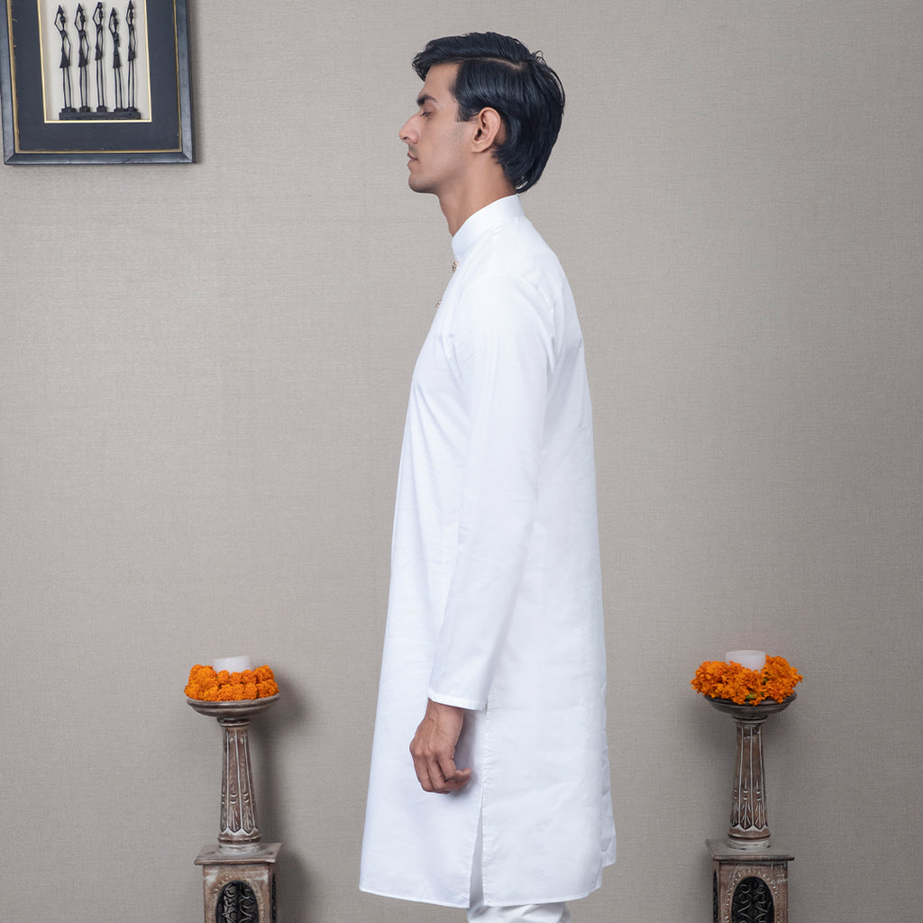 White Dobby Cotton Kurta