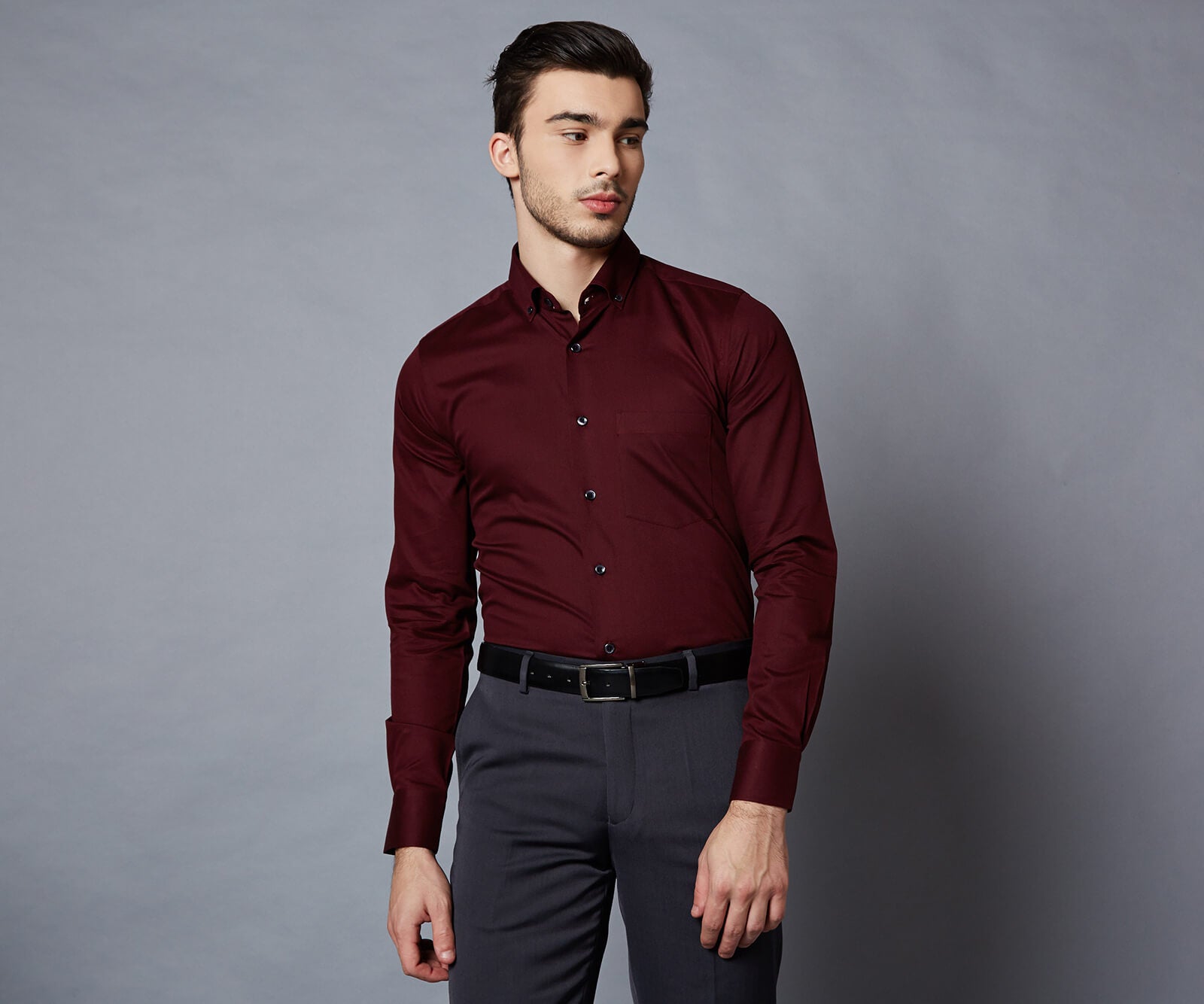 Grey Dress Pants with Burgundy Shirt Outfits For Men (15 ideas & outfits) |  Lookastic